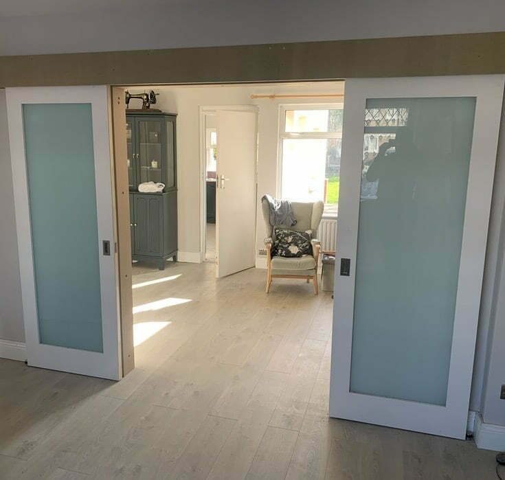 exposed double sliding pocket door service dublin