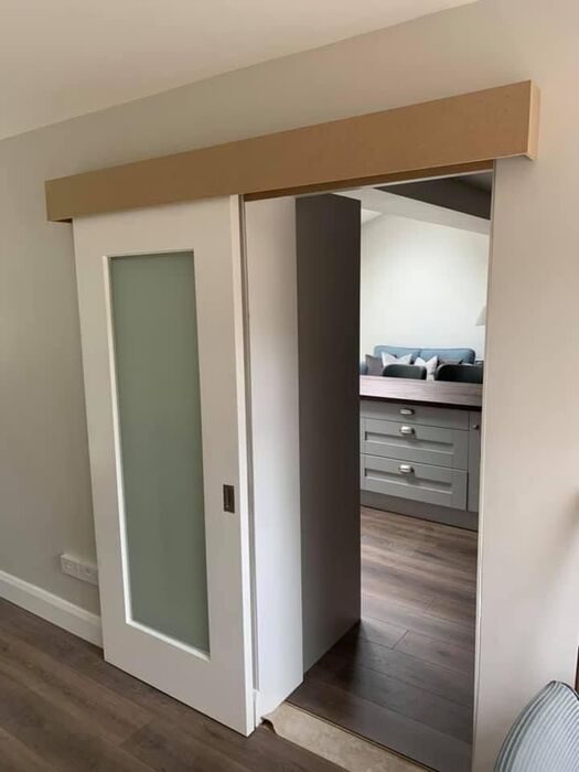 exposed sliding doors single